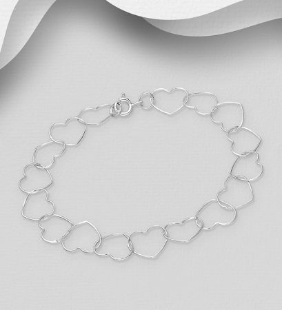 Set lant din inimioare colier si bratara din argint sterling 925 [2]