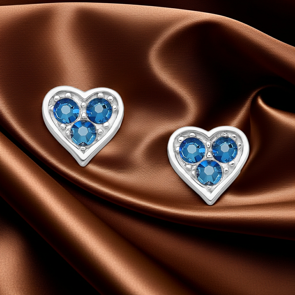 Cercei Inima din argint sterling 925 cu cristale austriece Albastru