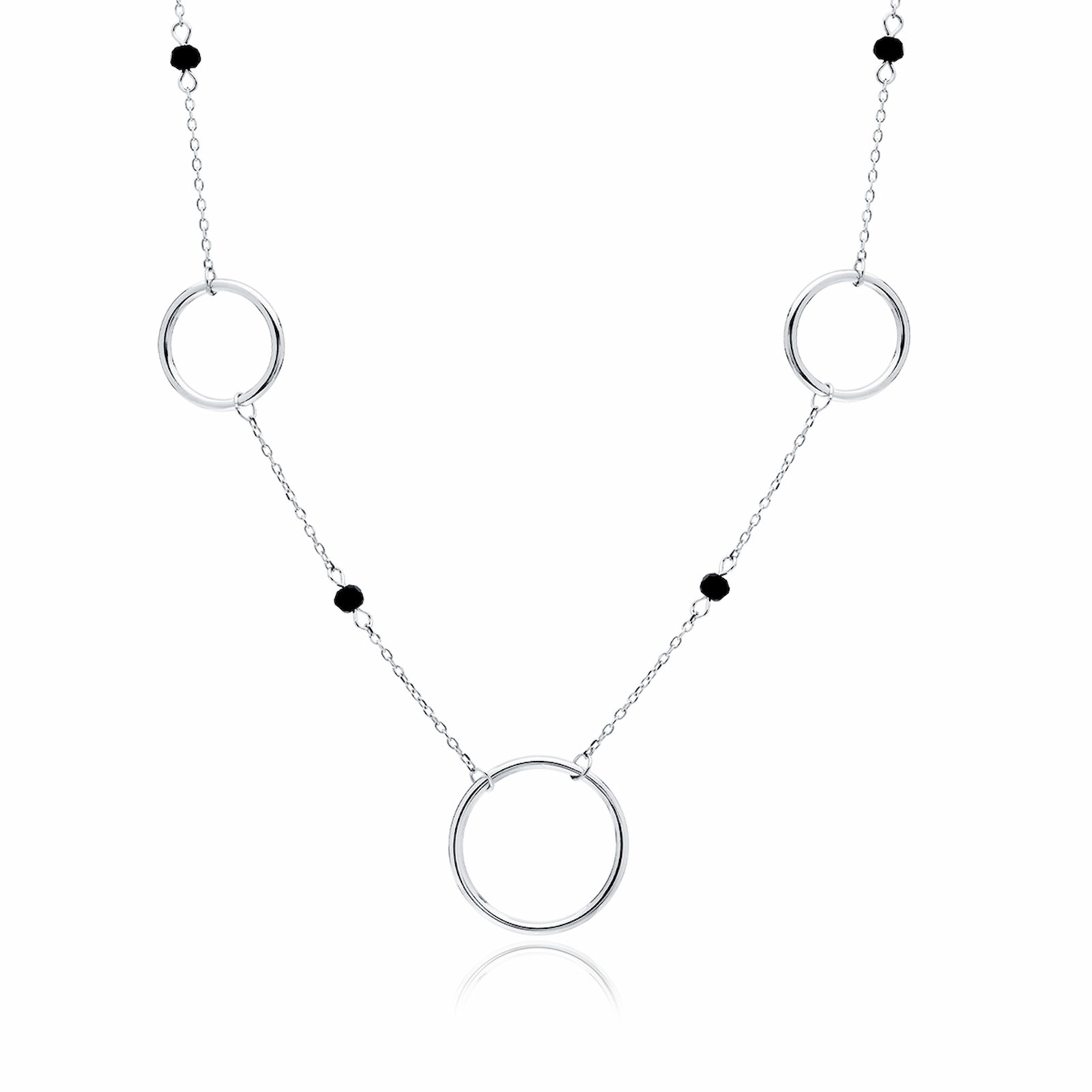 Colier din argint Sterling 925 cu cercuri și spinel negru