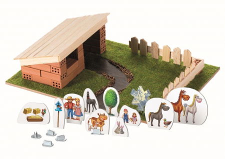 Jocuri si articole copii - Brick trick grajdul din caramidute ceramice