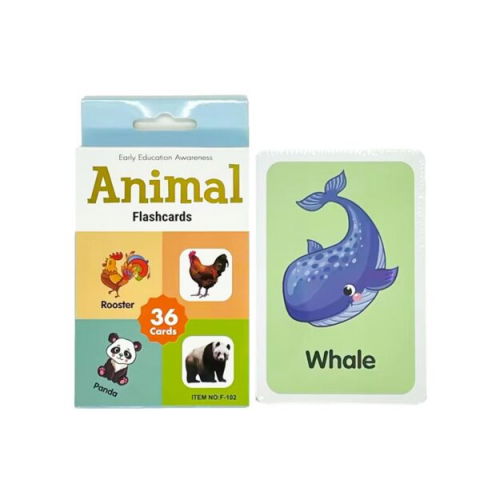 Jocuri si articole copii - Carduri pentru invatarea animalelor in limba engleza, 36 bucati/set