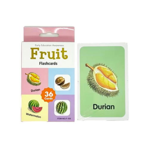 Jocuri si articole copii - Carduri pentru invatarea fructelor in limba engleza, 36 bucati/set