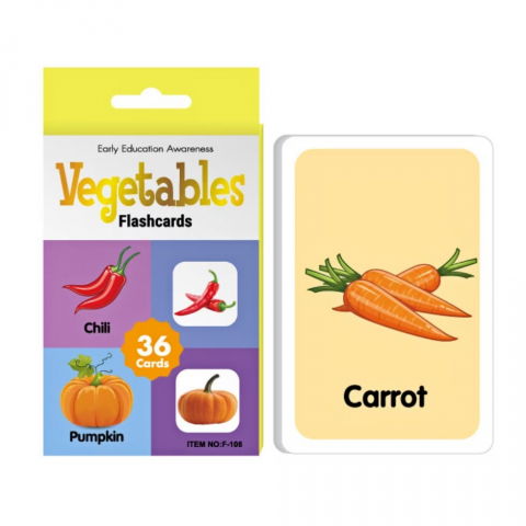 Jocuri si articole copii - Carduri pentru invatarea legumelor in limba engleza, 36 bucati/set