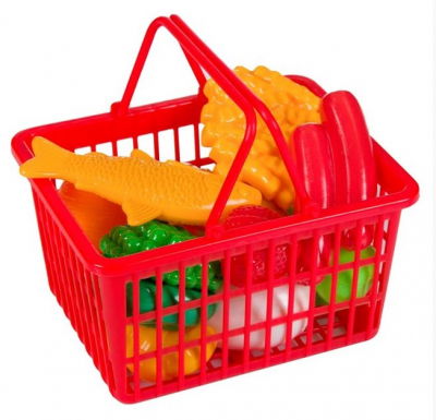 Jocuri si jucarii de rol - Coș de supermarket cu 17 tipuri de legume și alimente