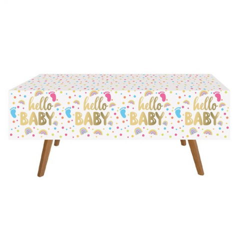 Vesela pentru petrecere - Fata de Masa din Plastic pentru Petrecere, Hello Baby 180x120cm