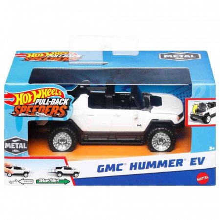 Jocuri si articole copii - Hot Wheels Masinuta Metalica Cu Sistem Pull Back Gmc Hummer Ev Scara 1:43