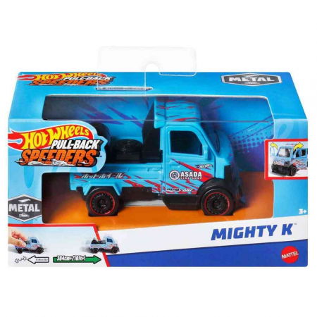 Jocuri si articole copii - Hot Wheels Masinuta Metalica Cu Sistem Pull Back Mighty K Scara 1:43