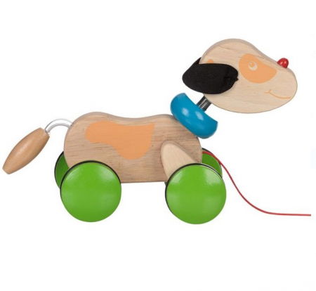 Jucarii de sortat si motricitate - Jucărie din Lemn cu Sfoară de Tras, Catelușul Pop, 23x9x16 cm