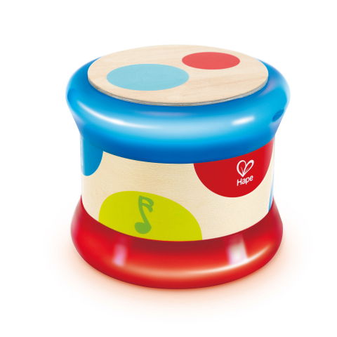 Jucarie interactiva din lemn - Toba bebelusului,15x13 cm [0]