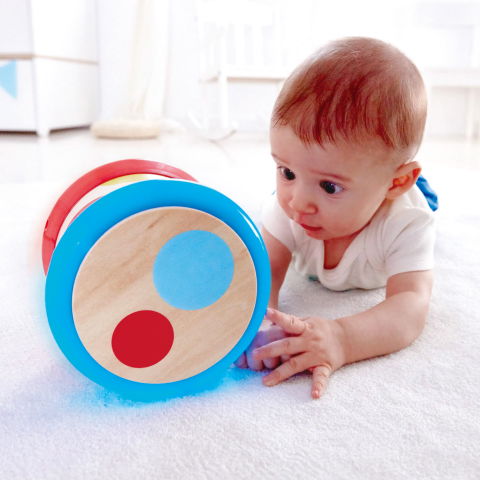 Jucarie interactiva din lemn - Toba bebelusului,15x13 cm [1]