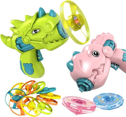 Jocuri si articole copii - Jucărie Lansator de Discuri Zburătoare cu Dinozaur, diferite culori
