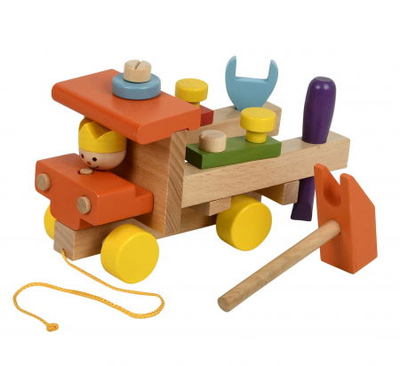 Jocuri si articole copii - Set de joaca camion din lemn cu scule