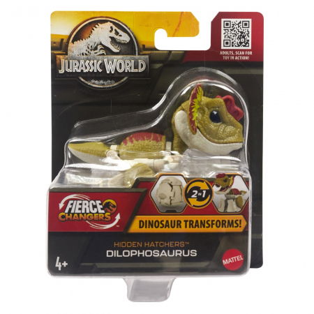 Jocuri si articole copii - Jurassic World - Fierce Changers Hidden Hatchers Dinozaur Transformabil Dilophosaurus
