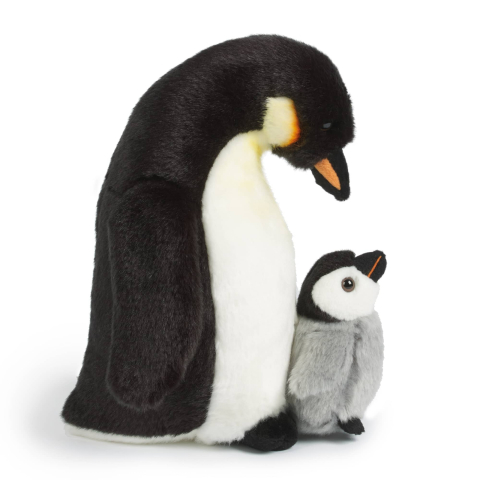 Jocuri si articole copii - Mama și puiul – Pinguin de pluș 27 cm – Living Nature
