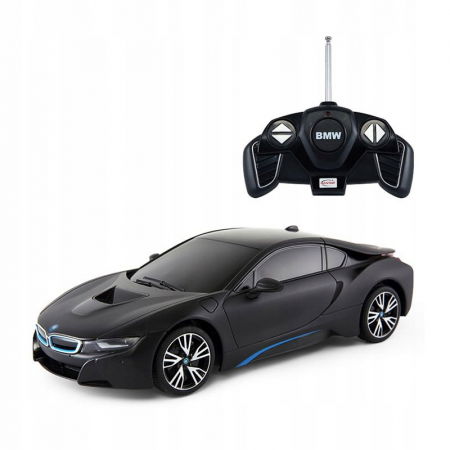 Jocuri si articole copii - Mașină cu Telecomandă BMW i8 Negru, Scara 1:18 