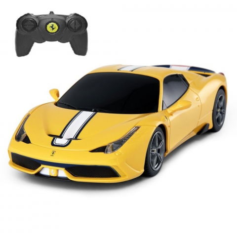 Jocuri si articole copii - MASINA CU TELECOMANDA FERRARI 458 SPECIALE A GALBEN CU SCARA 1 LA 24