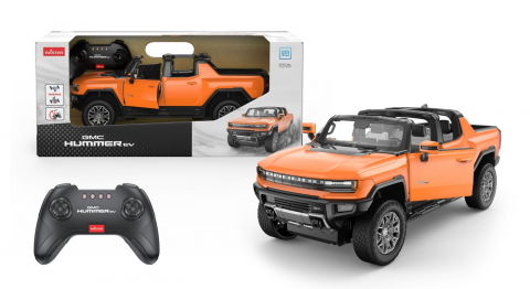 Jocuri si articole copii - MASINA CU TELECOMANDA GMC HUMMER EV PORTOCALIU SCARA 1 LA 16