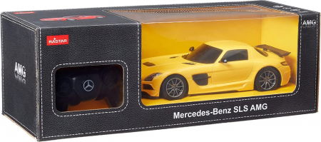 Jocuri si articole copii - Mașină cu Telecomandă Mercedes-Benz SLS AMG Galbenă, Scara 1:18