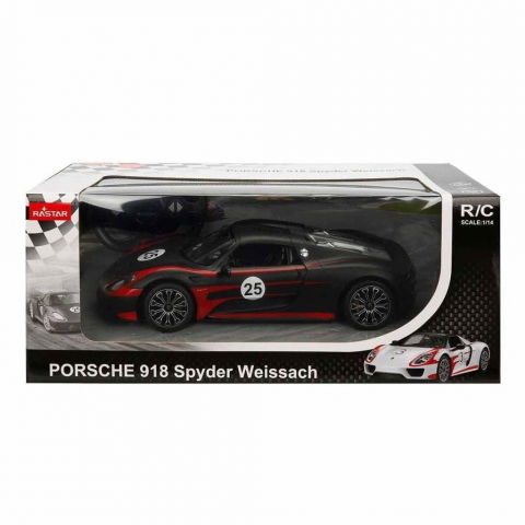 Jocuri si articole copii - MASINA CU TELECOMANDA PORSCHE 918 SPYDER WEISSACH NEGRU SCARA 1 LA 14
