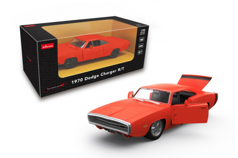 Jocuri si articole copii - MASINUTA METALICA DODGE CHARGER R/T 1970 PORTOCALIU SCARA 1 LA 36