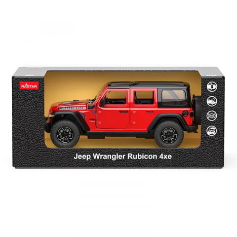Jocuri si articole copii - MASINUTA METALICA JEEP WRANGLER RUBICON 4XE ROSU CU SCARA 1 LA 32