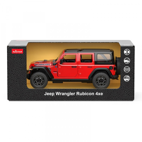 Jocuri si articole copii - MASINUTA METALICA JEEP WRANGLER RUBICON 4XE ROSU SCARA 1 LA 24