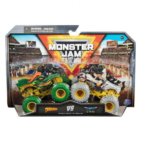 Jocuri si articole copii - MONSTER JAM SET 2 MASINUTE METALICE DRAGON SI TEMPEST SPEED SCARA 1 LA 64