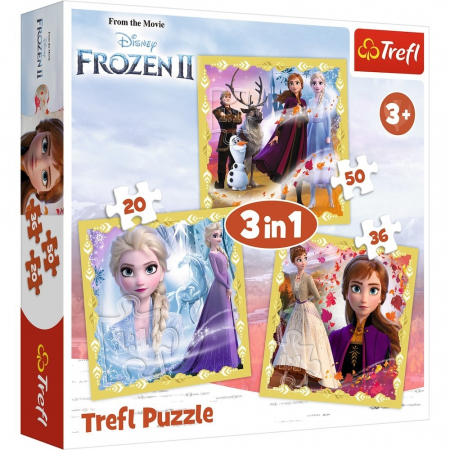 Jocuri si articole copii - Puzzle Trefl 3in1 Frozen 2 - Ana și Elsa 