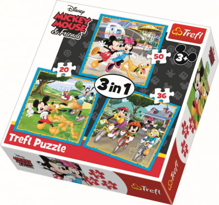 Jocuri si articole copii - Puzzle Trefl 3in1 Mickey Mouse și Prietenii 
