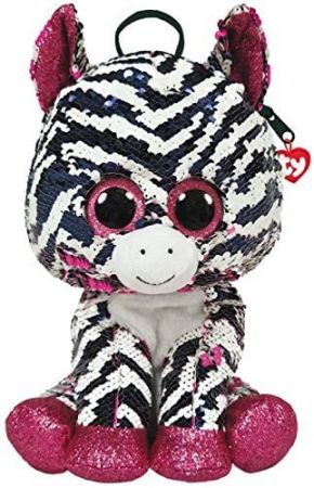 Jocuri si articole copii - Rucsac de plus ty cu paiete zebra zoey