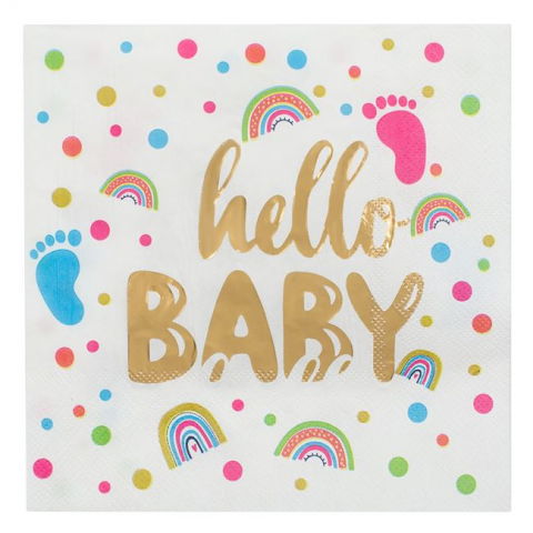 Vesela pentru petrecere - Set 12 Servetele de Masa pentru Petrecere, Hello Baby 33x33cm