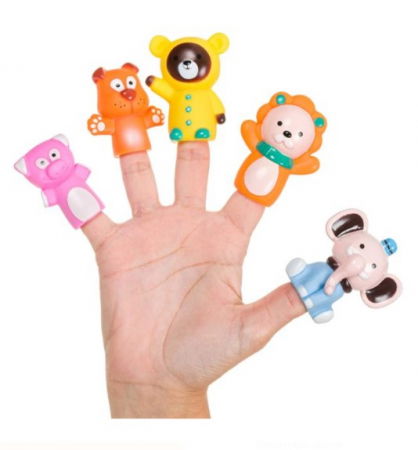 Jucarii de sortat si motricitate - Set 5 Marionete pentru Mână - Animale Sălbatice