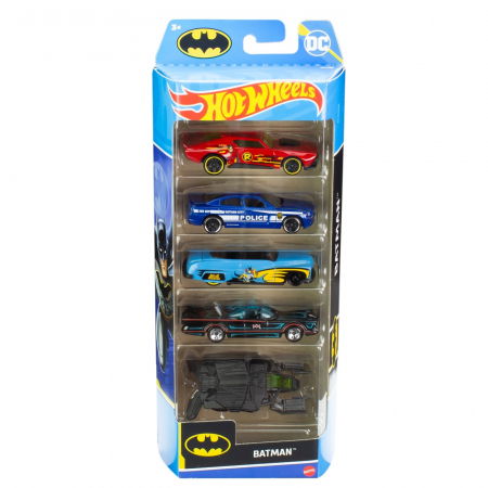 Jocuri si articole copii - Set 5 Mașini Hot Wheels Batman 