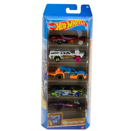 Jocuri si articole copii - Set 5 Mașini Hot Wheels Demo Destruction 