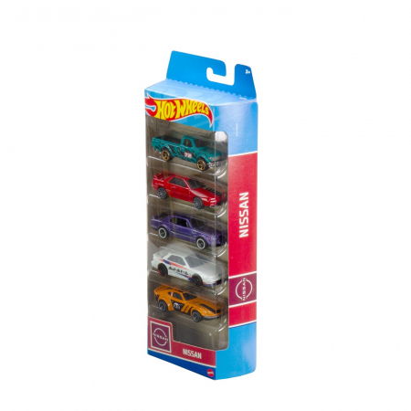 Jocuri si articole copii - Set 5 Mașini Hot Wheels Nissan 