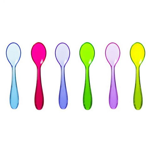Vesela pentru petrecere - Set 6 lingurite colorate din plastic pentru copii,12 cm