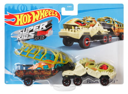 Jocuri si articole copii - Set Camion și Mașină Sport Hot Wheels Fossil Night 