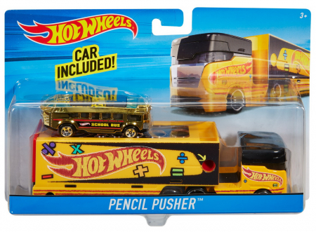 Jocuri si articole copii - Set Camion și Mașină Sport Hot Wheels Pencil Pusher 