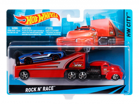Jocuri si articole copii - Set Camion și Mașina Sport Hot Wheels Rock N Race 