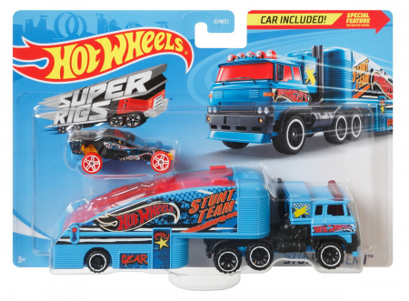 Jocuri si articole copii - Set Camion și Mașină Sport Hot Wheels Stuntin Semi 