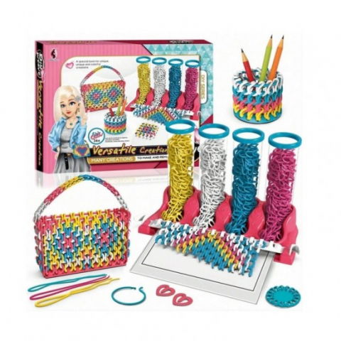 Jocuri si articole copii - Set creativ bratari si alte acesorii pentru copii , 384 piese, zale din plastic, +7 ani