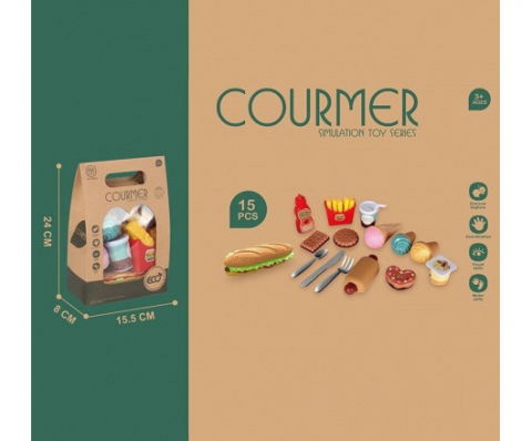 Jocuri si articole copii - Set de joaca cu alimente in punga de hartie,15 piese,plastic