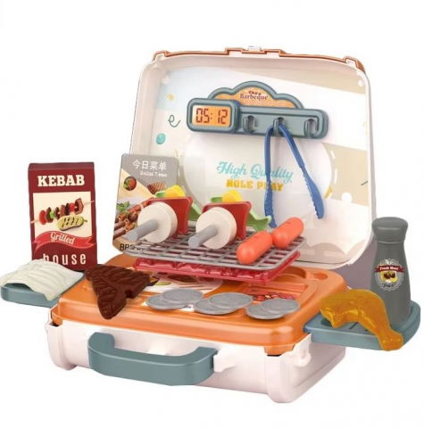 Jocuri si articole copii - Set de joaca gentuta cu accesorii pentru gratar, plastic, +3 ani