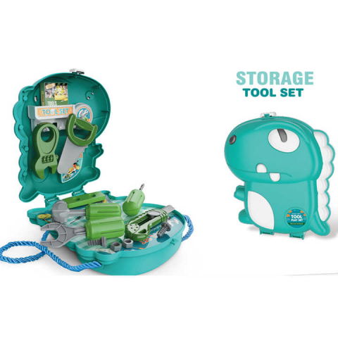 Jocuri si articole copii - Set de joaca gentuta dinozaur cu accesorii unelte,verde,plastic, 3-6 ani