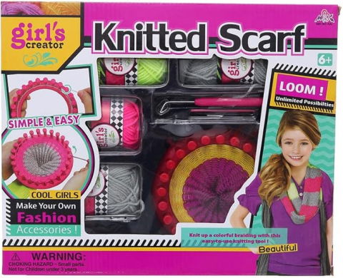 Jocuri si articole copii - Set de Tricotat esarfa colorata - Joc Creativ pentru Fetițe