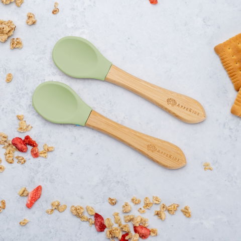 Jocuri si articole copii - Set Lingurite din bambus, AppeKids - Raw Green