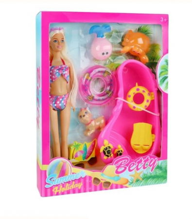 Papusi & accesorii - Set papusa Betty cu accesorii incluse pentru plaja