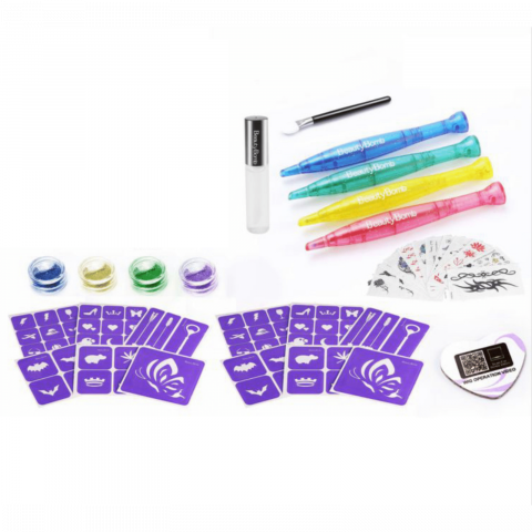 Jocuri si articole copii - Set Tatuaj cu Sclipici pentru Copii - Beauty Bomb, 4 Culori
