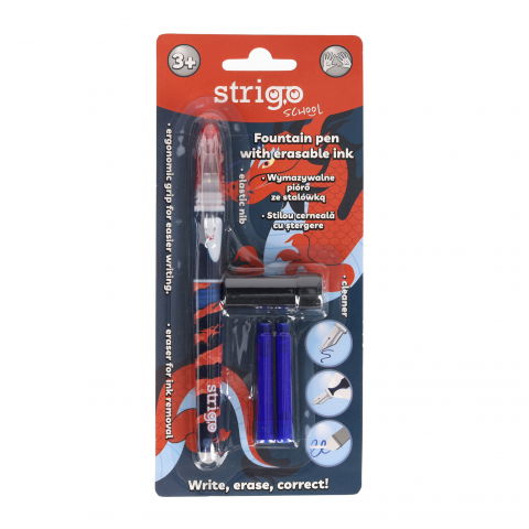 Stilou Strigo cu Cerneală Albastră care se Șterge + Dispozitiv Curățare Penița + 2 Rezerve – Design Albastru