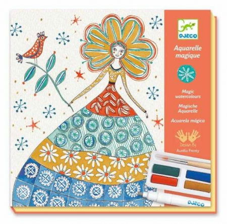 Seturi de desen - Djeco-Set-lucru-manual-si-desen-Rochii-cu-flori